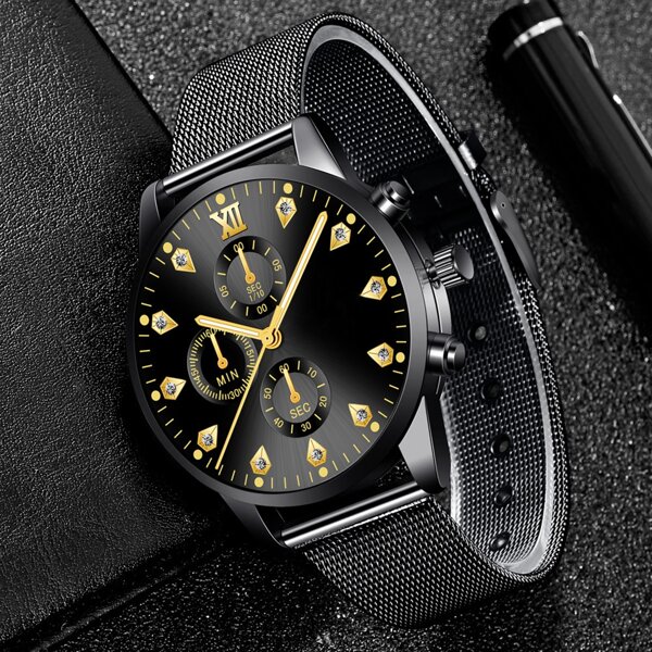 

Men Triple Dial Round Pointer Quartz Watch