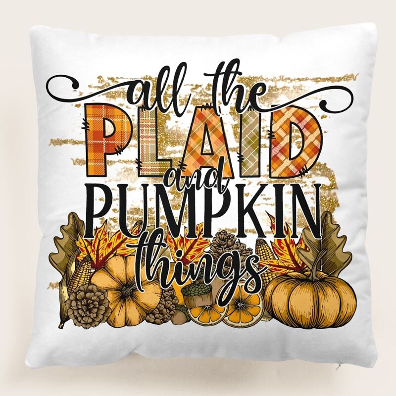

Pumpkin Print Cushion Cover Without Filler, Multicolor