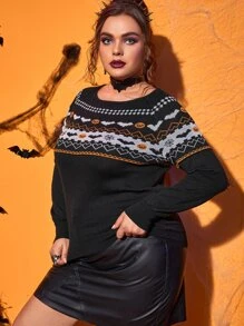 SHEIN Unity Áo len Plus Size Lễ Các Thánh Giải trí - Nhiều màu - Xem 3