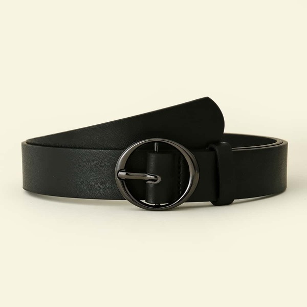

138CM Plus Size Oval Buckle Belt With Punch Tool, Black