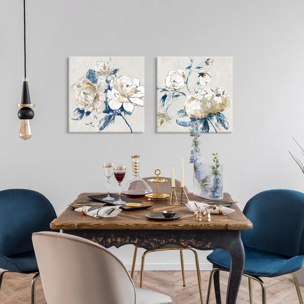 

2pcs Flower Print Unframed Painting, Multicolor