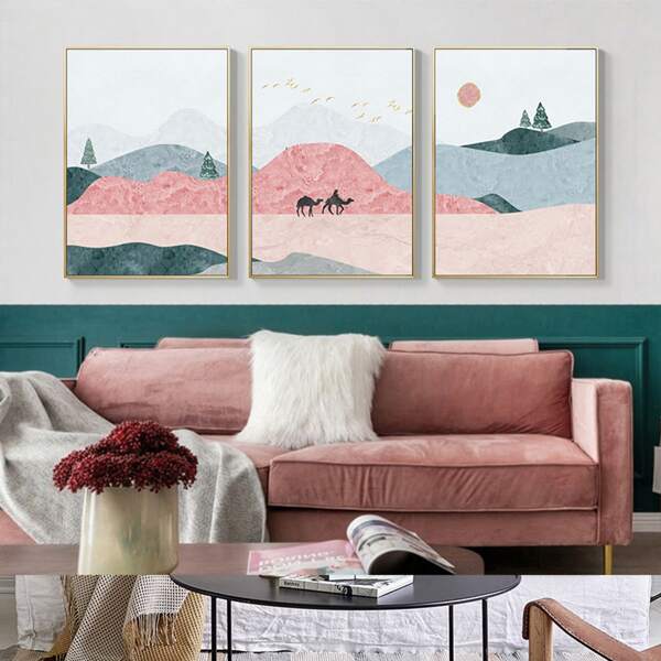 

3pcs Landscape Print Unframed Painting, Multicolor