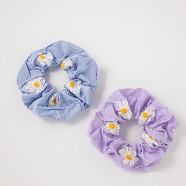 

2pcs Flower Print Scrunchie, Multicolor