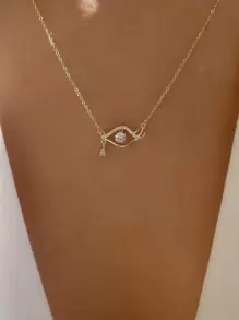 Rhinestone trang trí mắt quyến rũ vòng cổ - Vàng - Xem 1