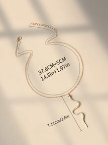 水鑽裝飾蛇吊墜項鏈 - 金黃色 - 查看 3