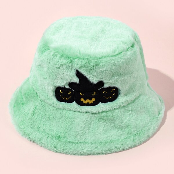 

Halloween Pumpkin Fuzzy Bucket Hat, Green