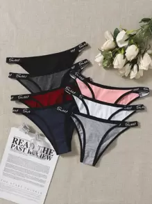 Set de 7 paquetes de tanga tipo G con diseño de letras sexys