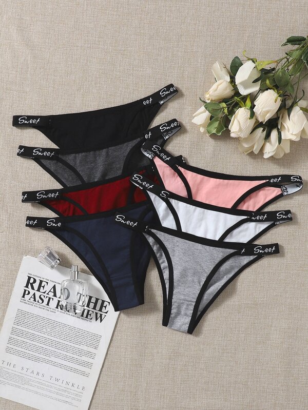 7条装字母胶带性感丁字裤套装