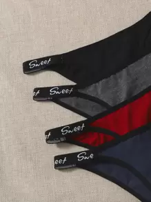 Set de 7 paquetes de tanga tipo G con diseño de letras sexys