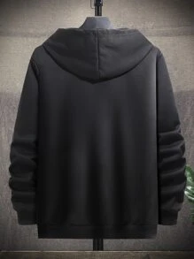 Manfinity Áo nỉ Nam Dây kéo Túi Slogan Giải trí - màu đen - Xem 2