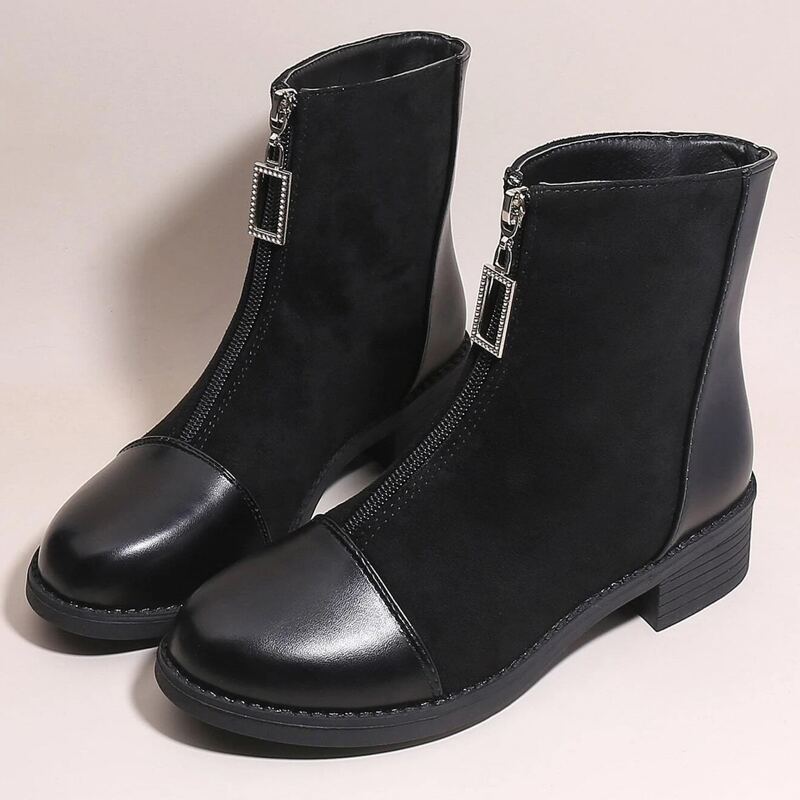 

Zip Front Boots, Black