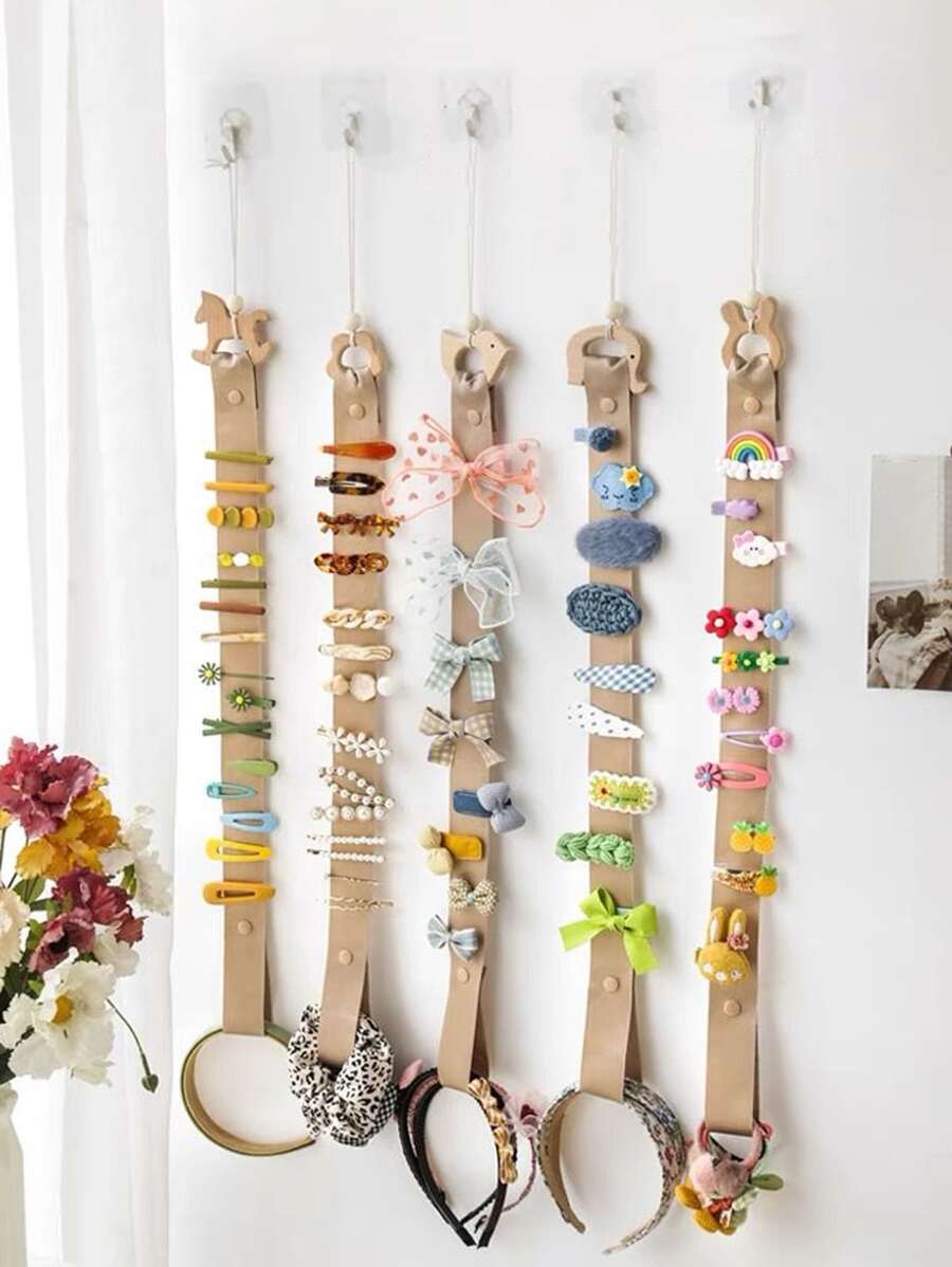 1pc Random Hanging Hair Clip Storage Belt, Simple Hanging Storage Tape For Jewelry - Multicolor - View 1