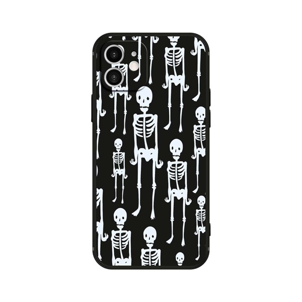

Skeleton Print Phone Case, Black and white