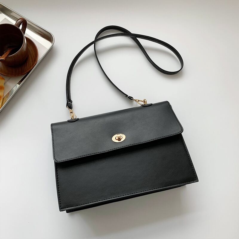 

Minimalist Flap Crossbody Bag, Black