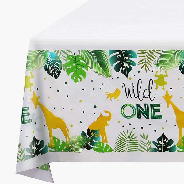 

1pc Leaf Print Disposable Table Cover, Multicolor