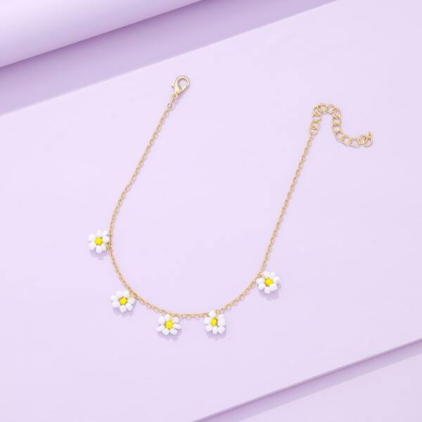 

Bead Decor Anklet, White