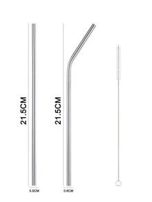 100pcs Stainless Steel Straw - Silver - View 2