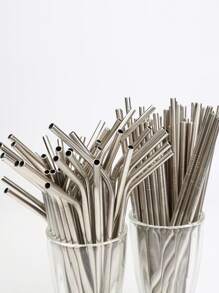 100pcs Stainless Steel Straw - Silver - View 4