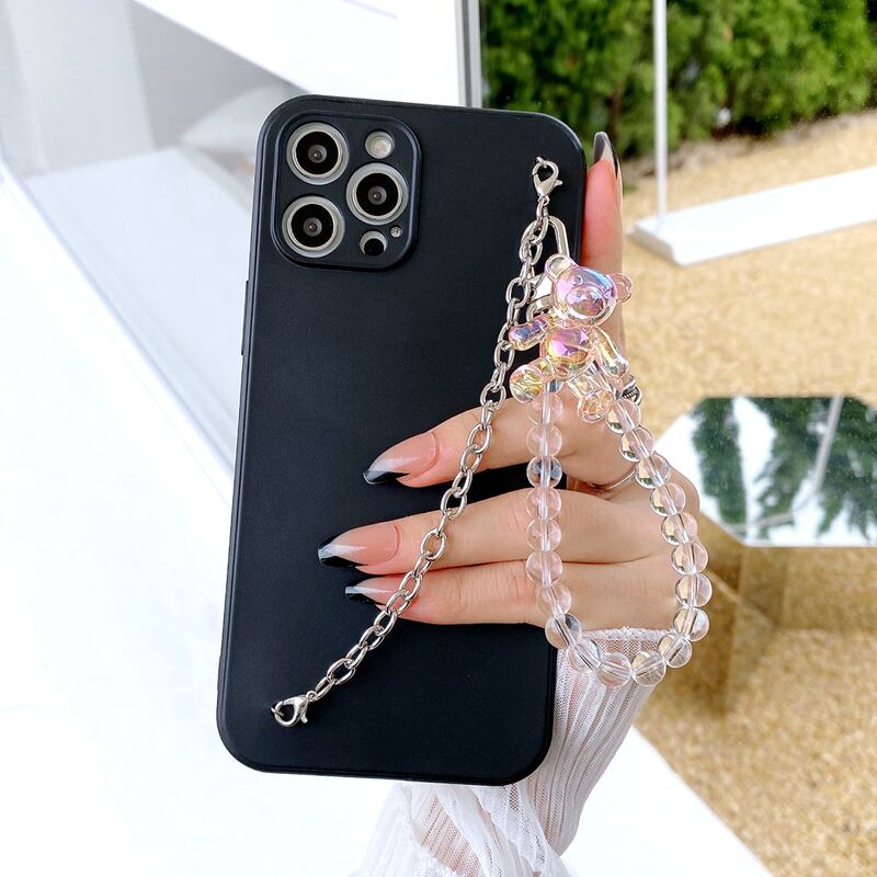 

Plain Phone Case With Chain Hand Strap, Multicolor