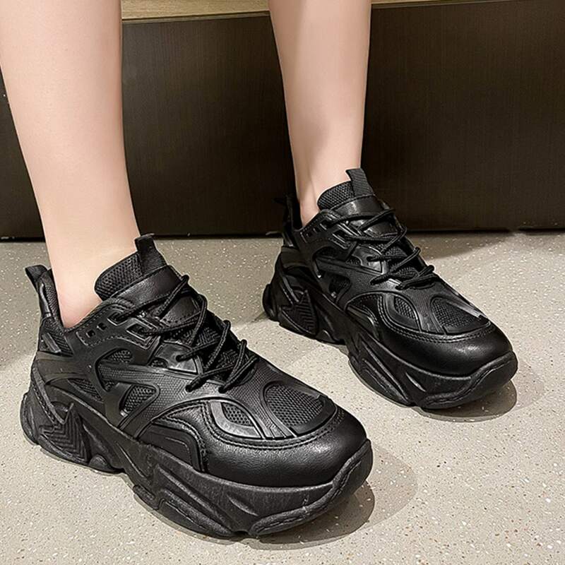 

Minimalist Mesh Panel Sneakers, Black