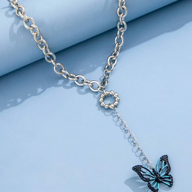 

Butterfly Decor Chain Necklace, Silver