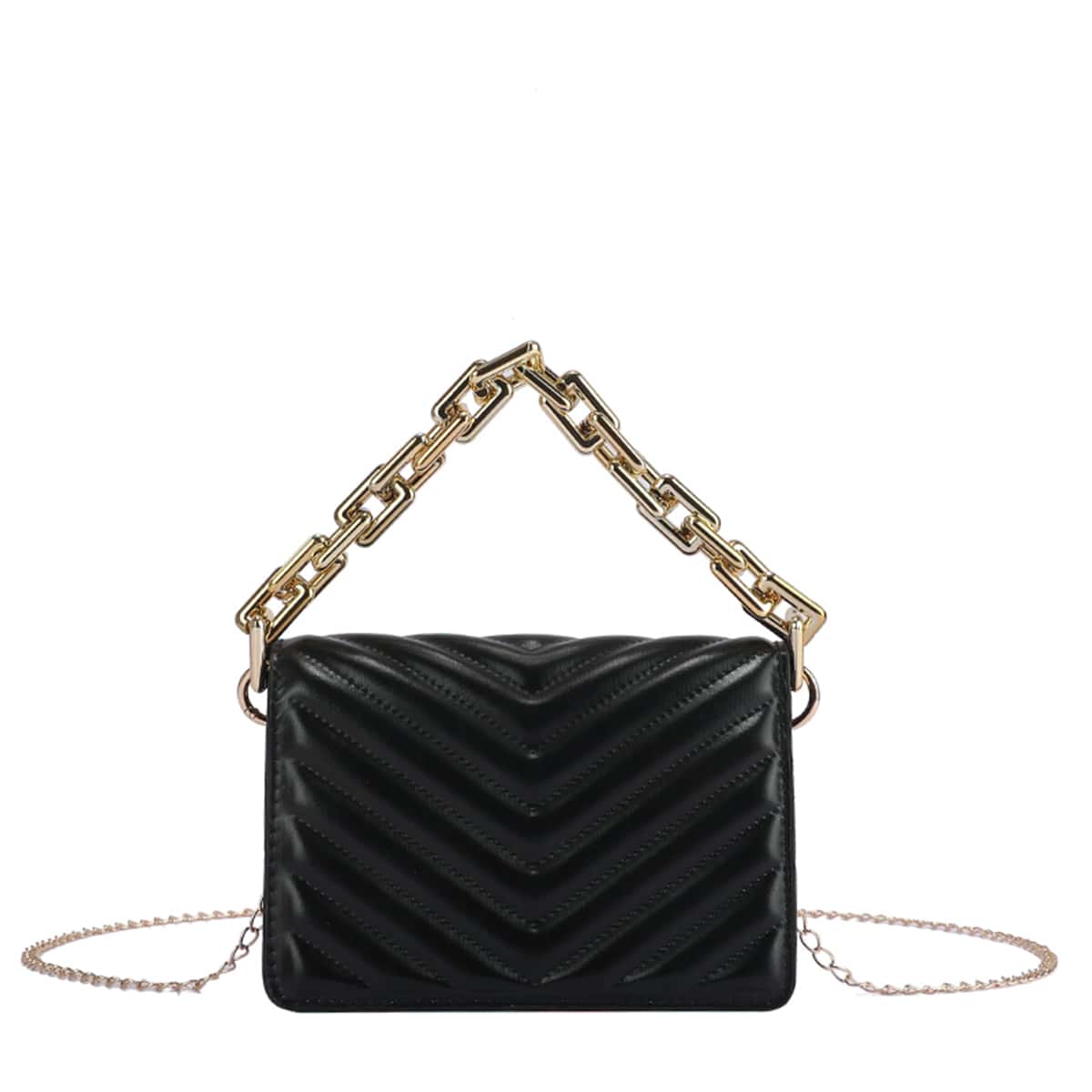 

Chevron Quilted Crossbody Bag, Black