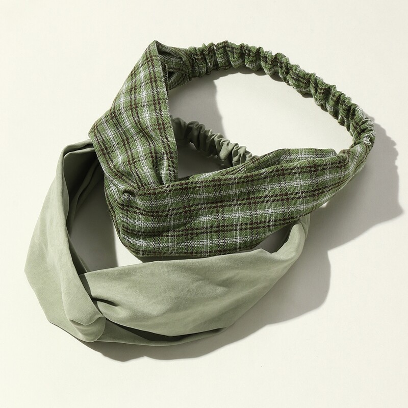 

2pcs Plaid Hair Band, Multicolor