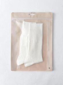 SHEIN Solid Crew Socks - White - View 3