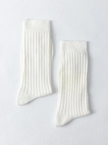 SHEIN Solid Crew Socks - White - View 6