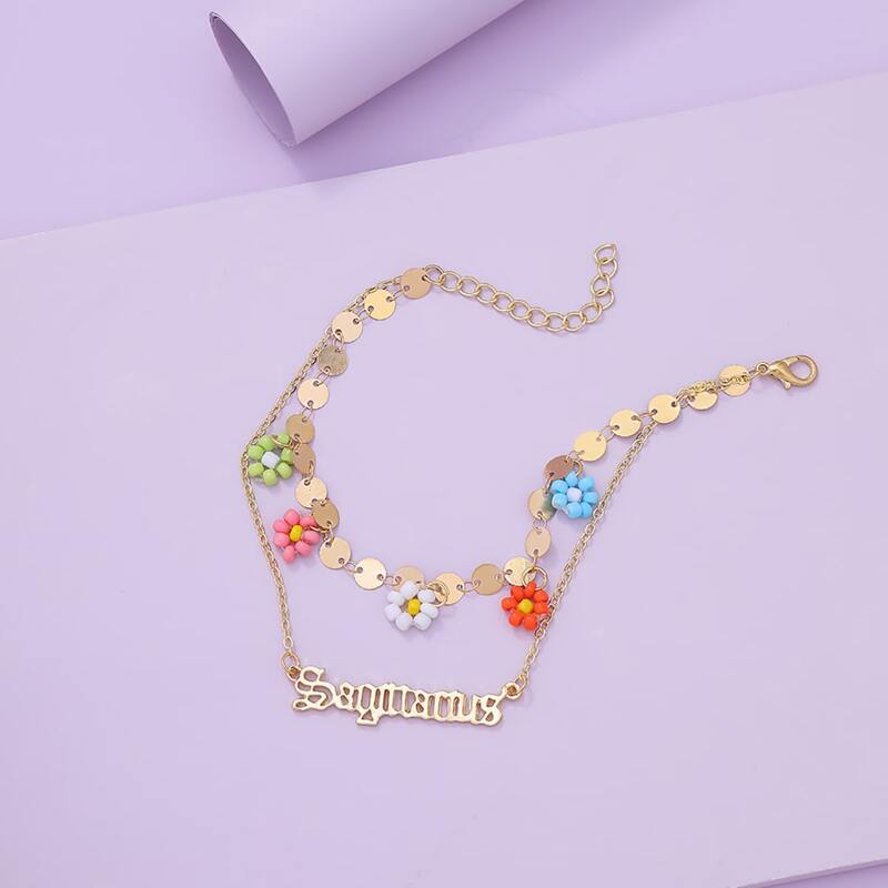 

Constellation Design Chain Anklet, Gold