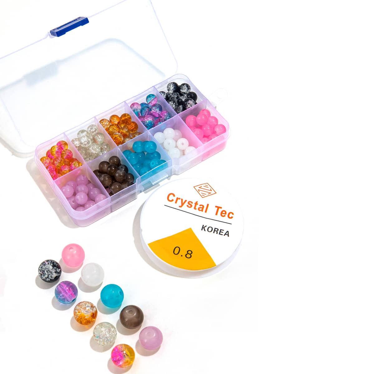 

1box Bead DIY Jewelry Accessory & 1roll Elastic String, Multicolor