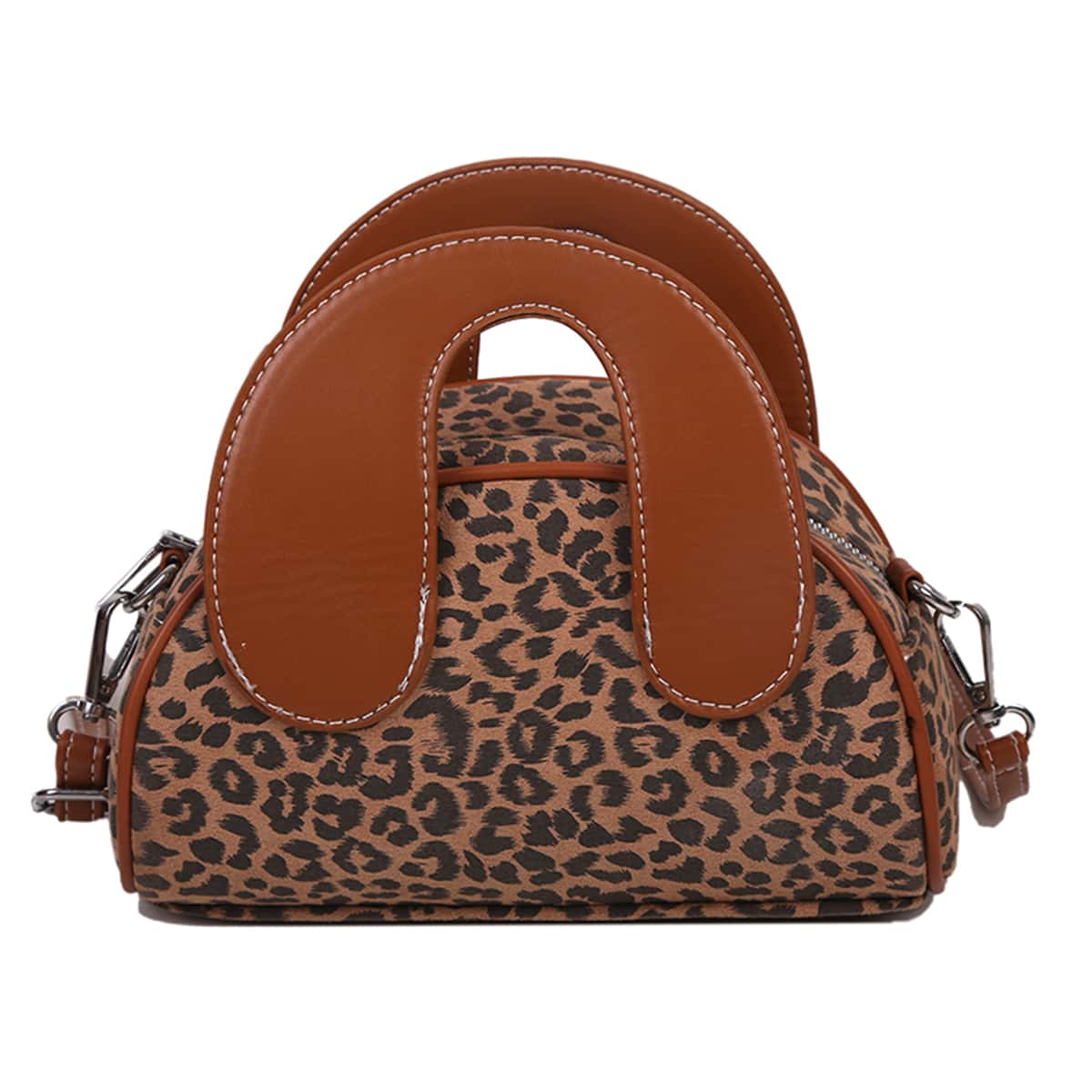 

Leopard Pattern Satchel Bag, Brown