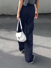 DAZY 松紧腰阔腿裤女士正装裤子 - 藏蓝色 - 查看 2