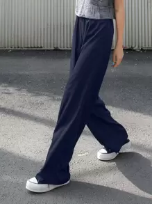 DAZY 松紧腰阔腿裤女士正装裤子 - 藏蓝色 - 查看 5