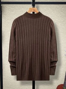 Manfinity Men Knitwear màu trơn Giải trí - Cà phê nâu - Xem 2