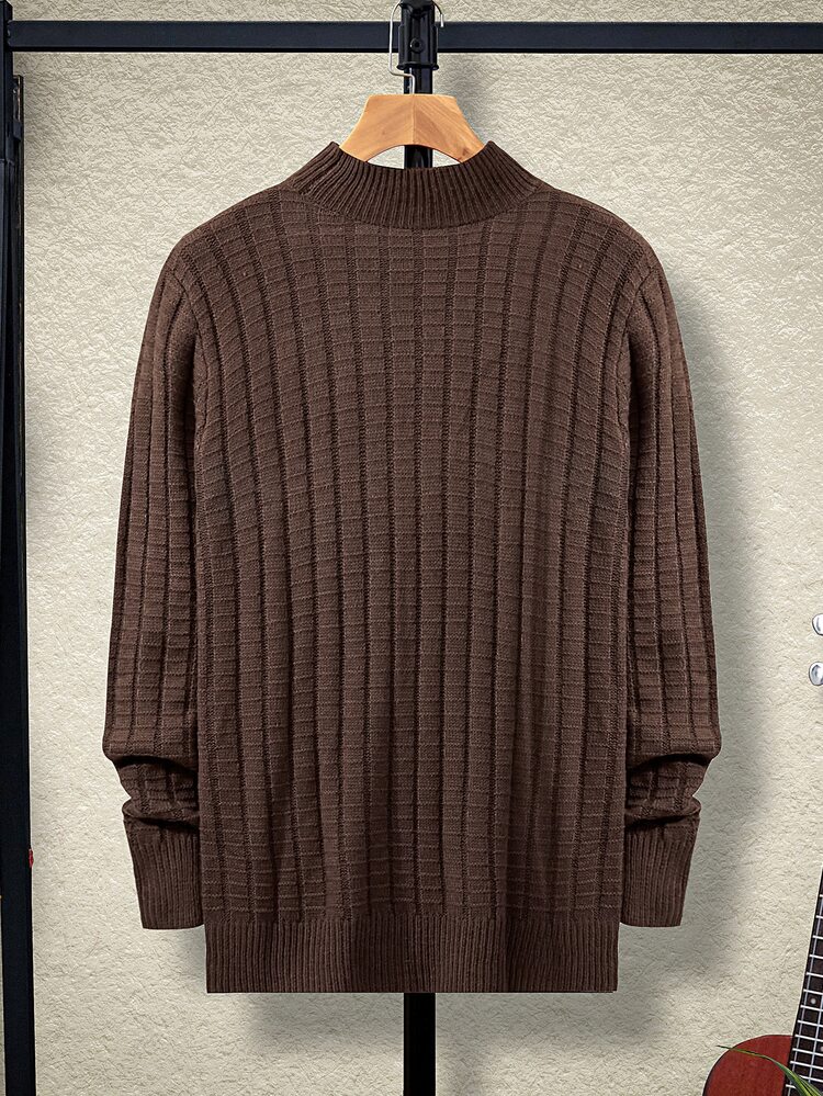 Manfinity Men Knitwear màu trơn Giải trí - Cà phê nâu - Xem 2