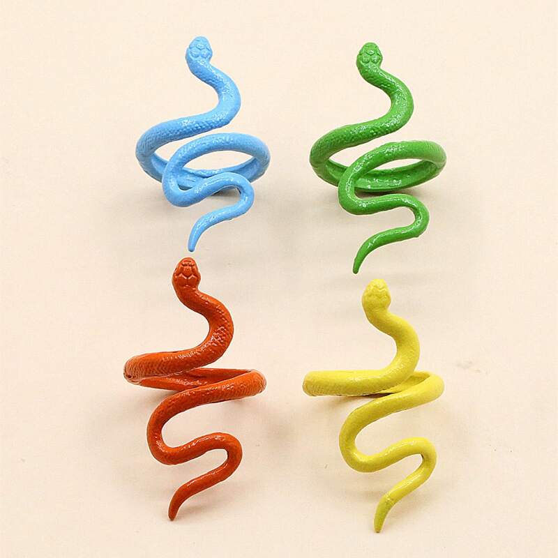 

4pcs Snake Design Ring, Multicolor