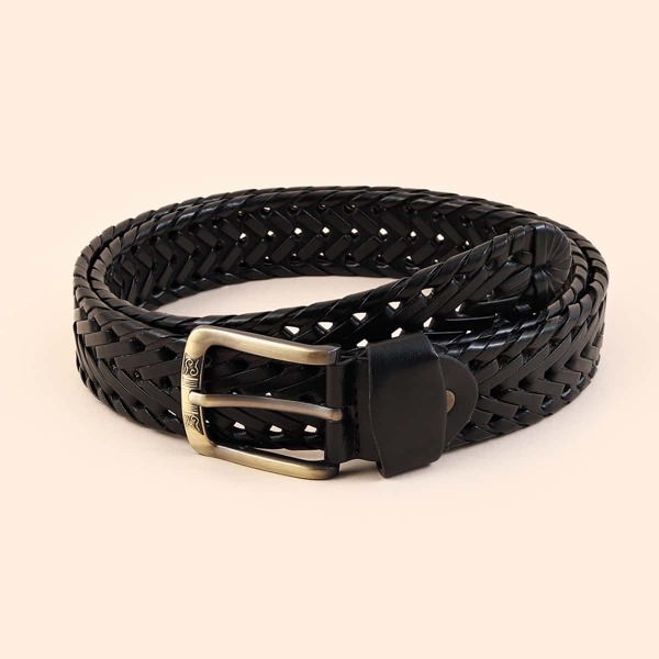 

Braided PU Buckle Belt, Black