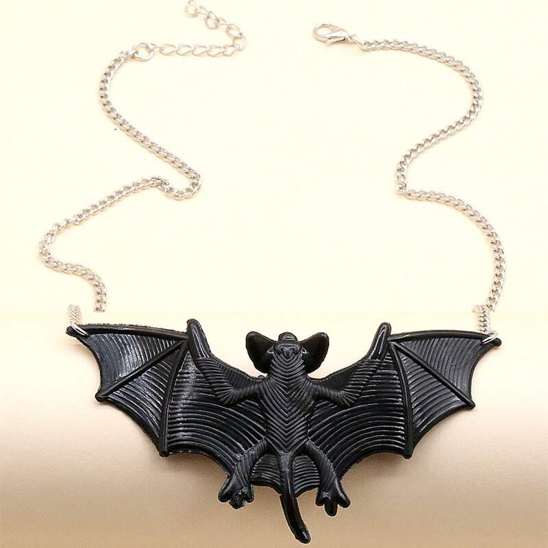 

Bat Design Chain Necklace, Black