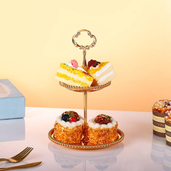 

Double Layer Snack Tray, Gold