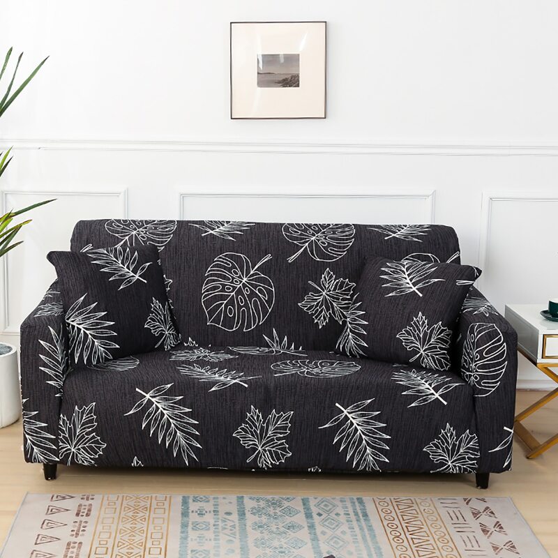 

Leaf Print Sofa Cover & 1pc Cushion Cover Without Filler, Multicolor