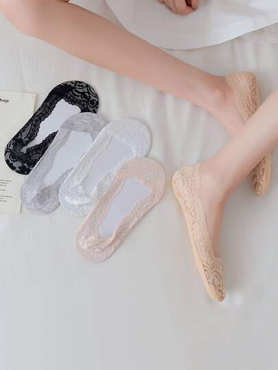 5 paires Socquettes invisibles en dentelle