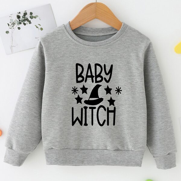 

Toddler Girls 1pc Letter & Hat Print Pullover, Grey