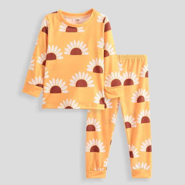 

для девочек Пижама с цветочным принтом, Жёлтые