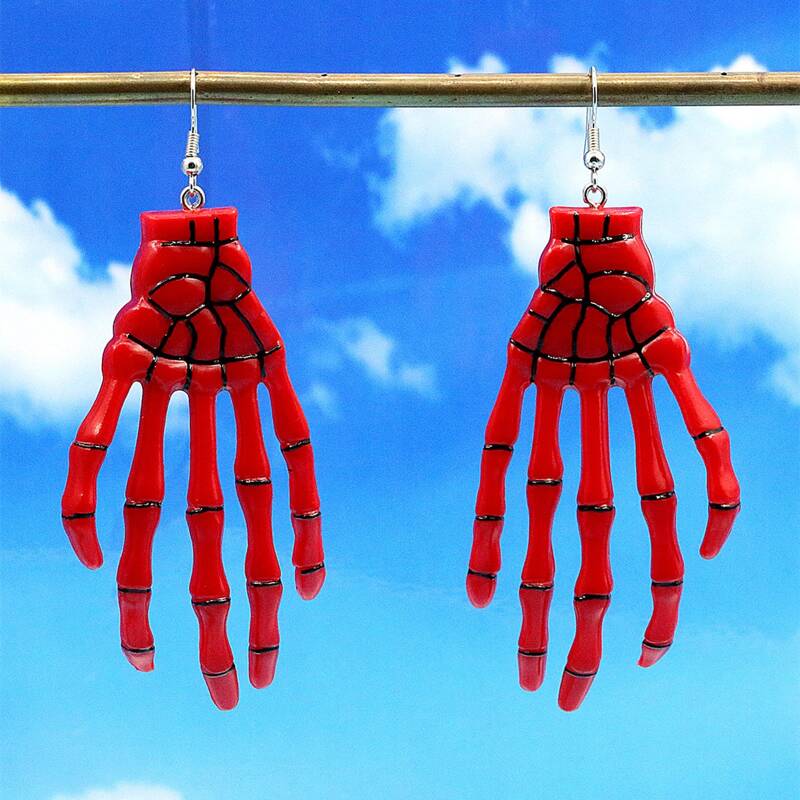 

Skeleton Drop Earrings, Red
