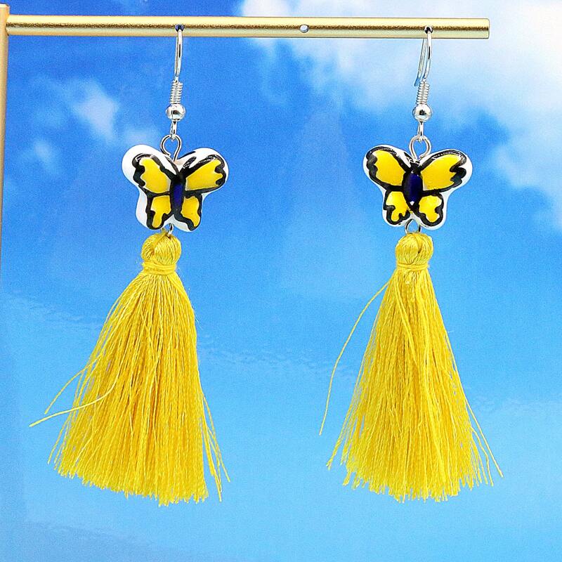 

Tassel Charm Earrings, Yellow