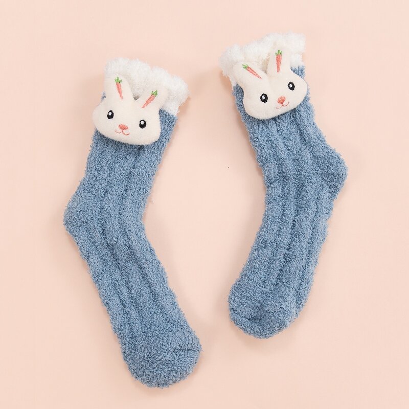 

Rabbit Decor Fuzzy Socks, Blue