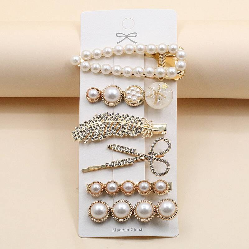 

6pcs Faux Pearl Decor Hair Clip, Gold