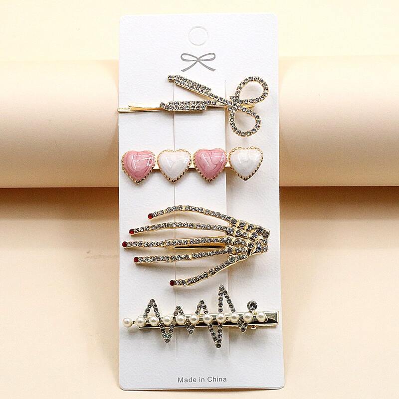 

4pcs Rhinestone Hair Clip, Gold