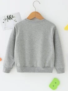 SHEIN Toddler Girls Cartoon Cat Print Sweatshirt - Grey - View 2